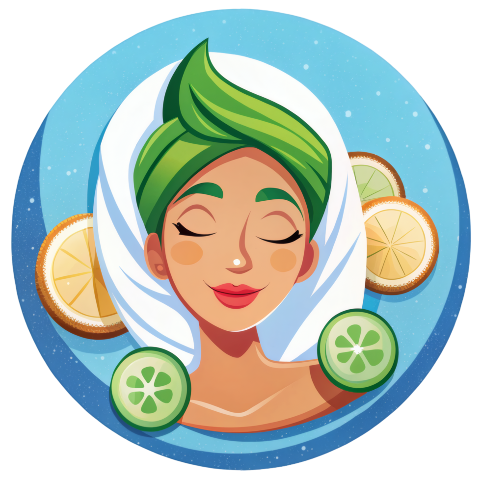 Facial Treatment Lady in Cartoon png