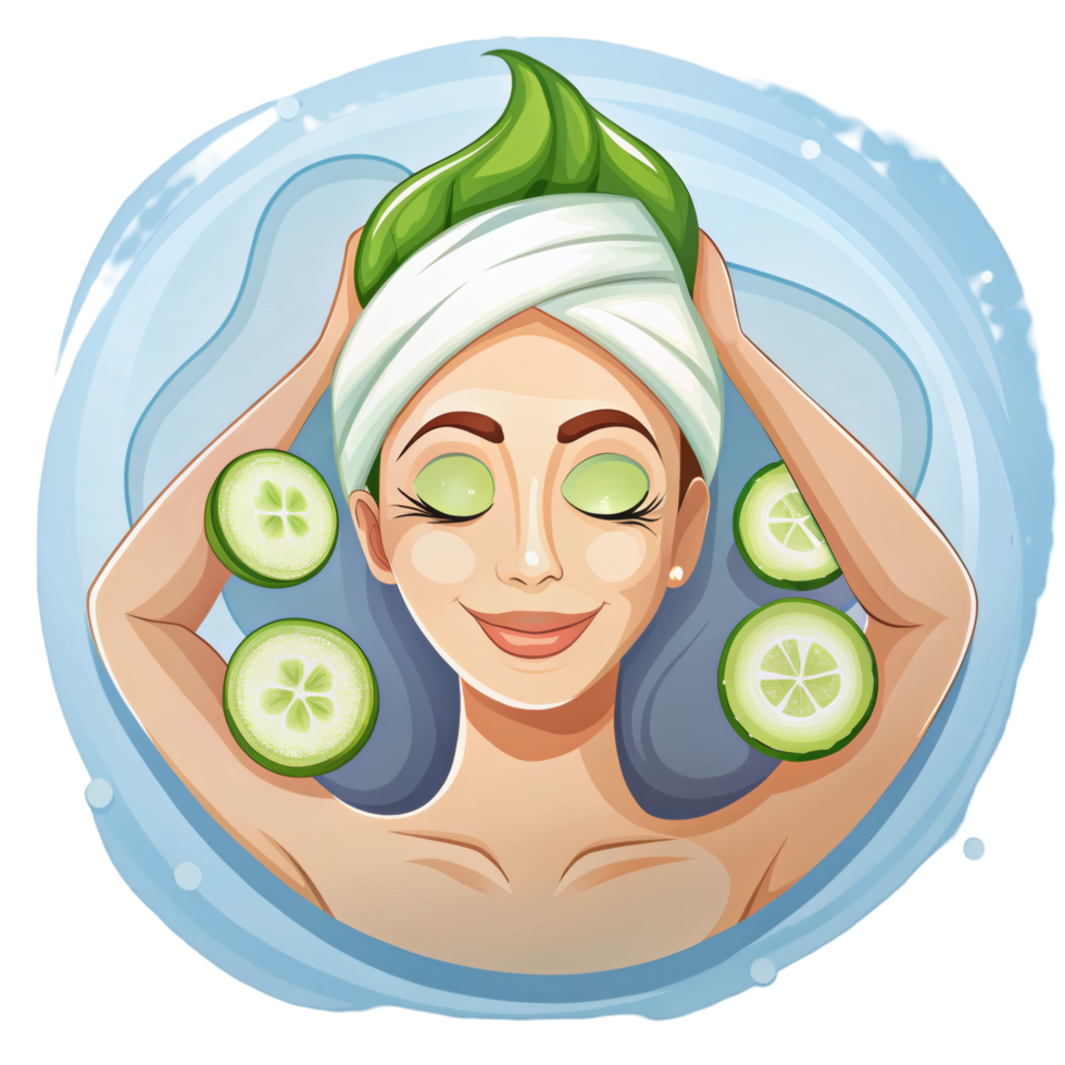 Head Towel and Cucumber Spa Concept png