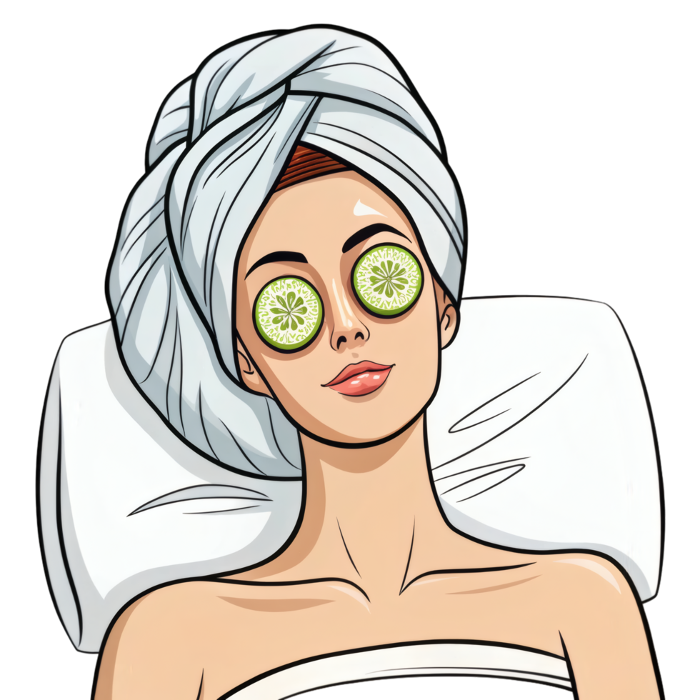 Woman in Spa Moment Drawing png