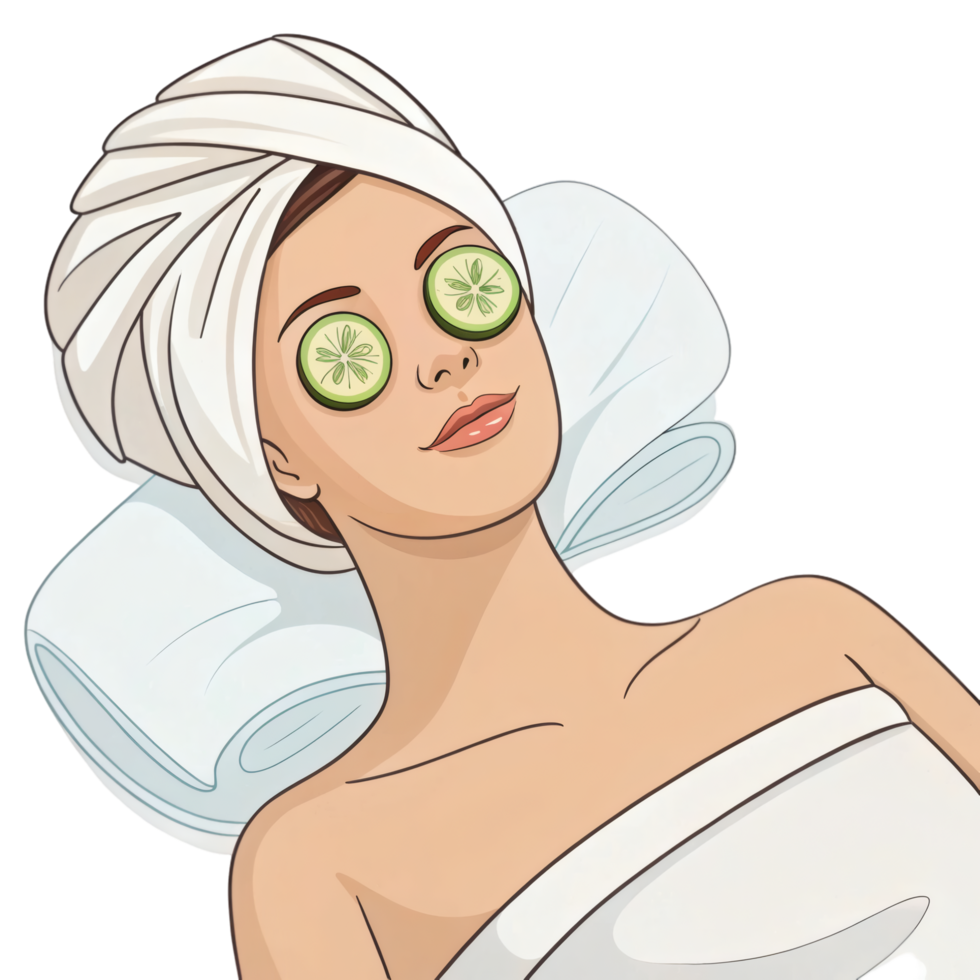 Towel Wrapped Woman in Spa Art png