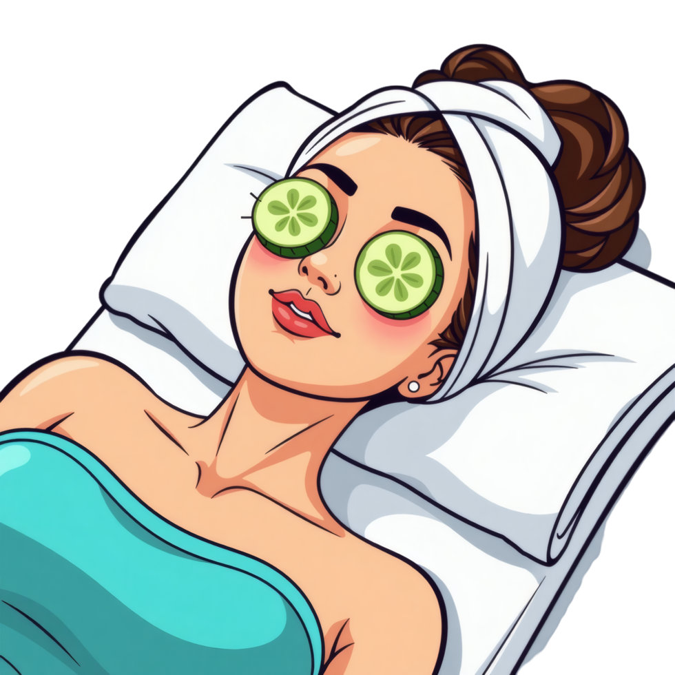 Resting Woman with Cucumber Slices png