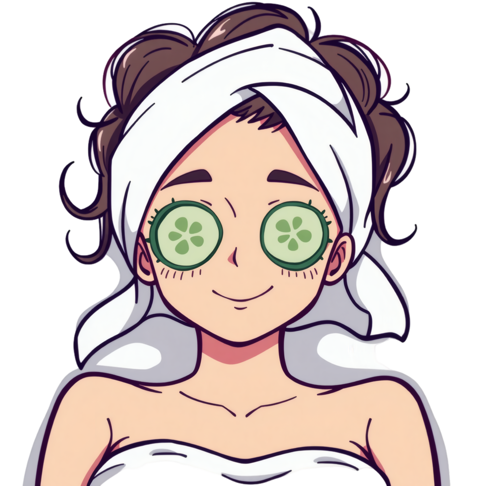 Cartoon Woman Spa Day Illustration png