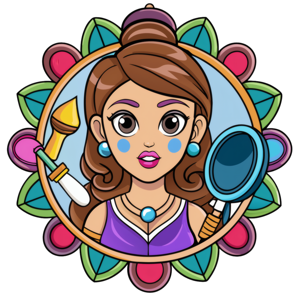 Fashion Lady Grooming in Cartoon Style png