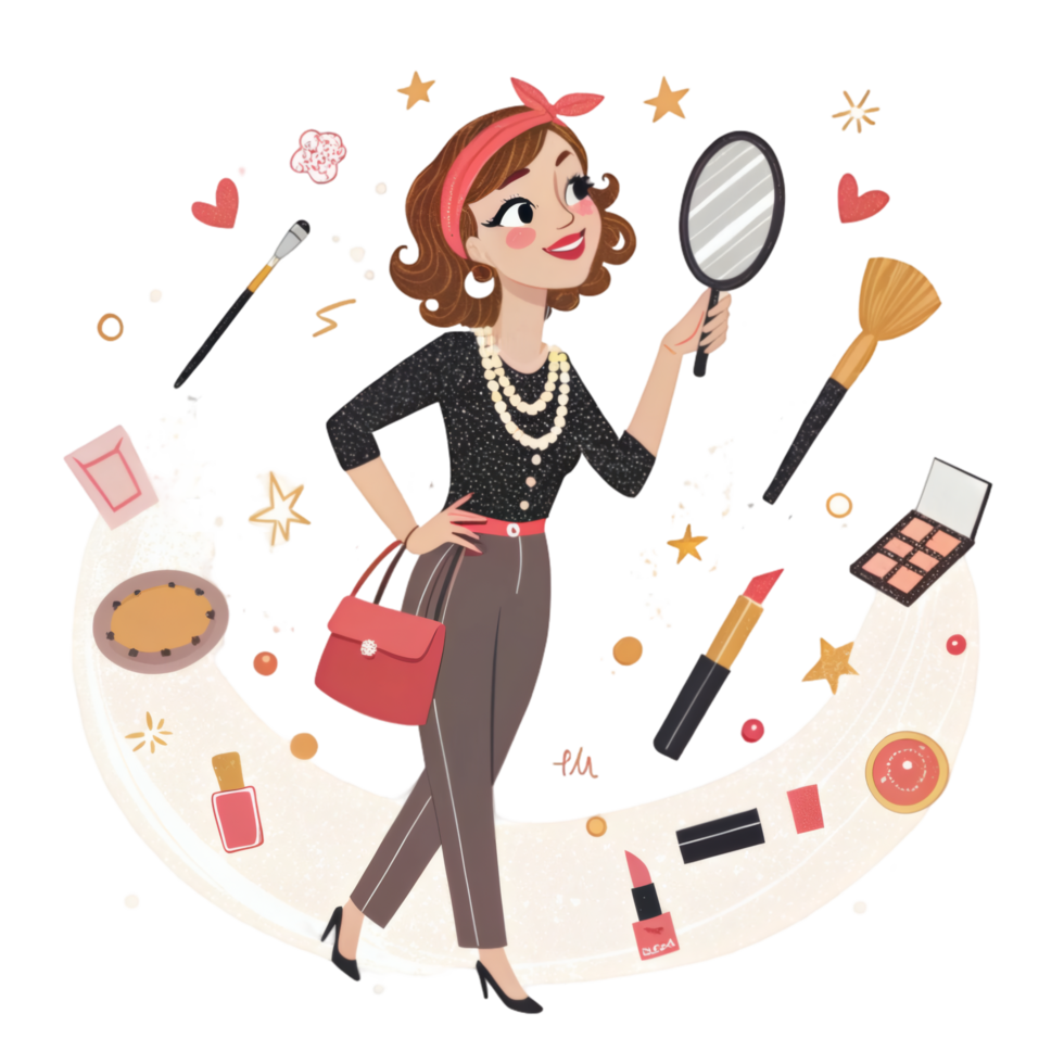 Cartoon Woman Makeup Scene png