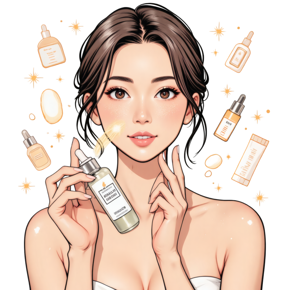 Radiant Lady with Serum in Hand png