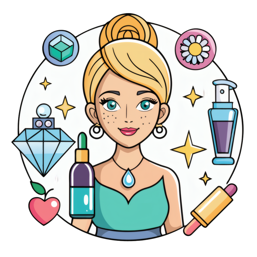 Sparkles Around Woman with Serum Drawing png