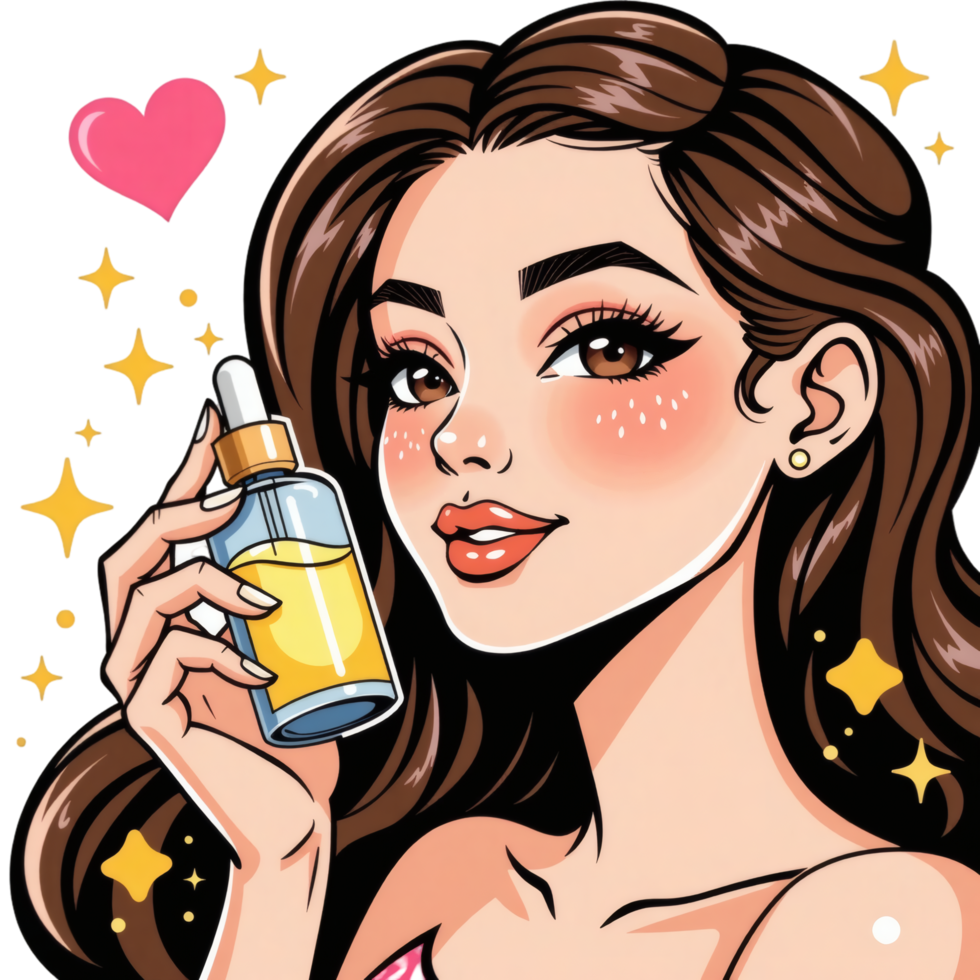 Glowing Female Face with Sparkles Illustration png