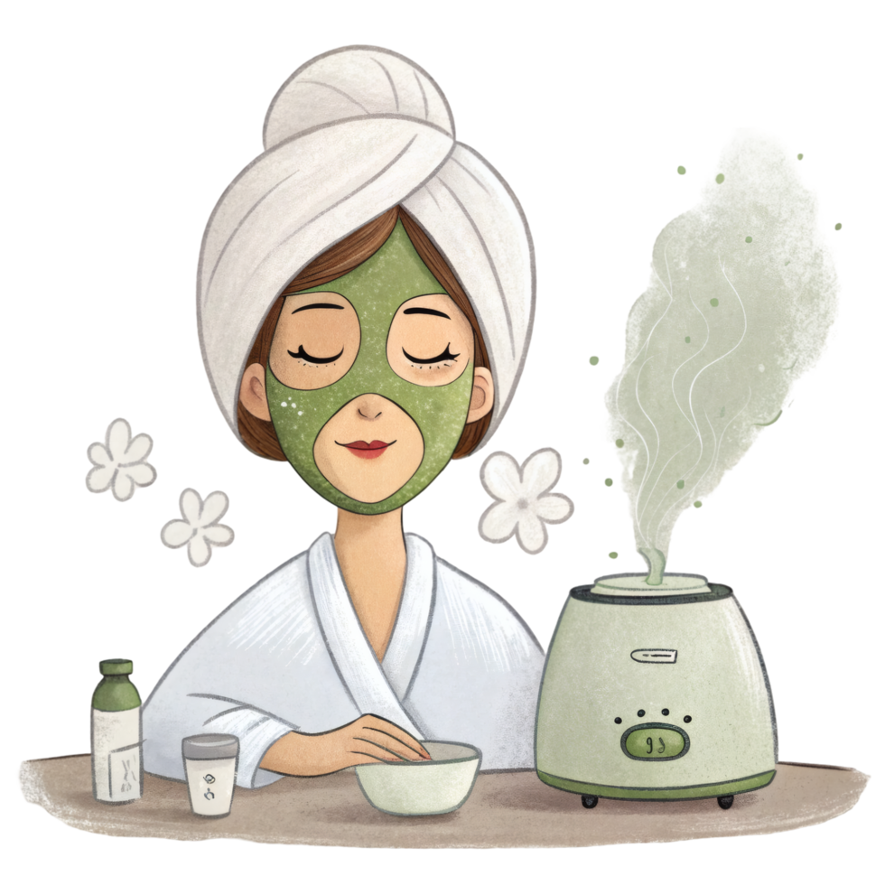Woman With Green Mask Facial Care png
