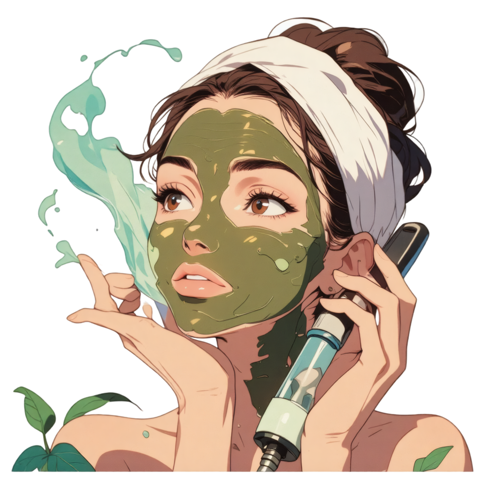 Woman With Clay Facial Relaxing png
