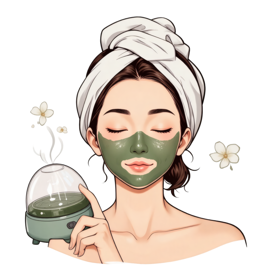 Glowing Skin Treatment With Green Mask png