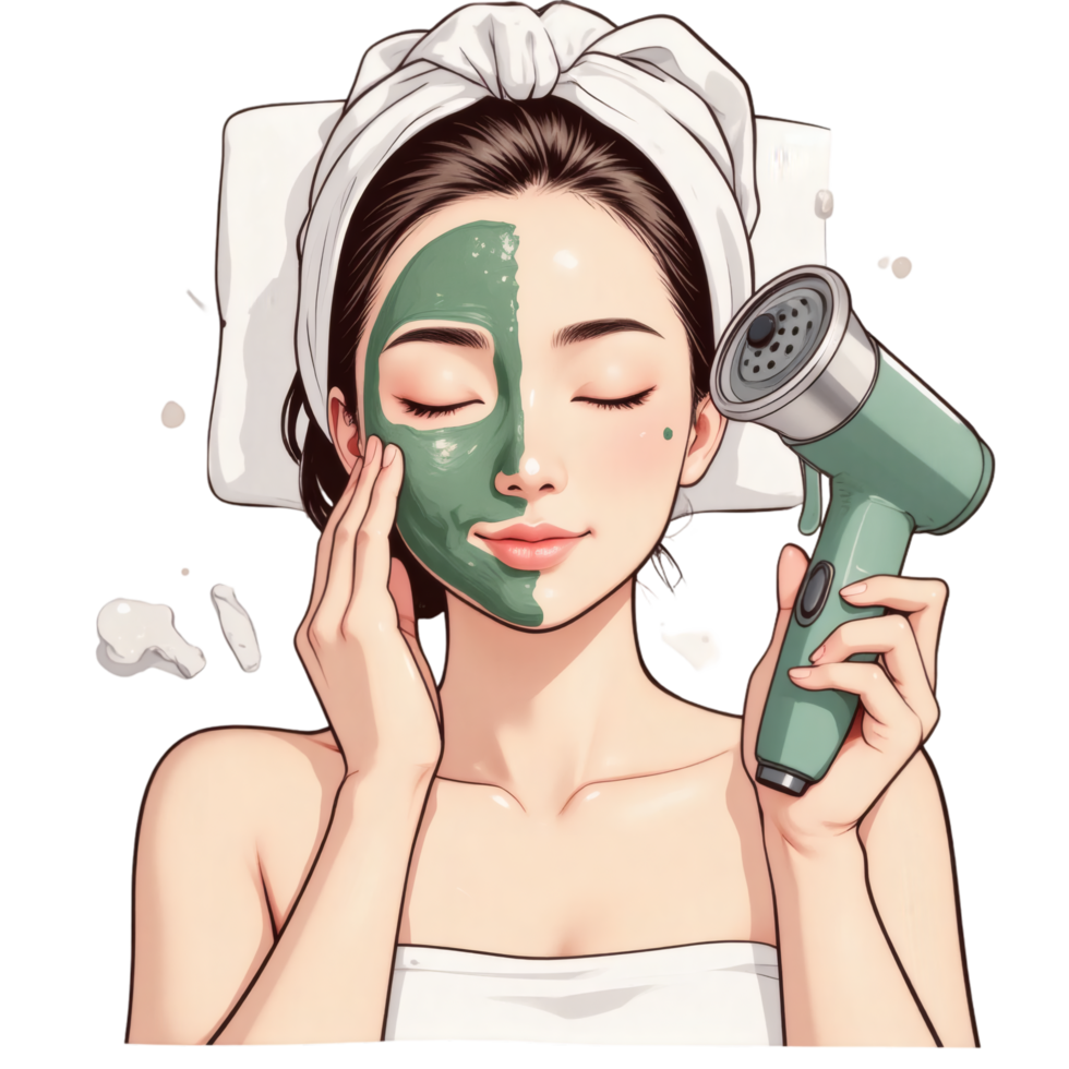 Skincare Cartoon Scene With Steamer png