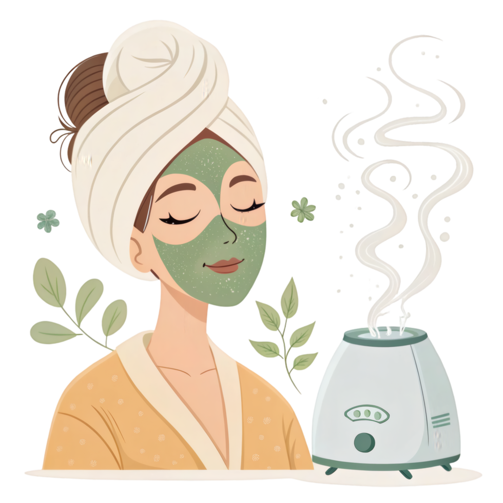 Calm Spa Cartoon Woman Facial Steamer png