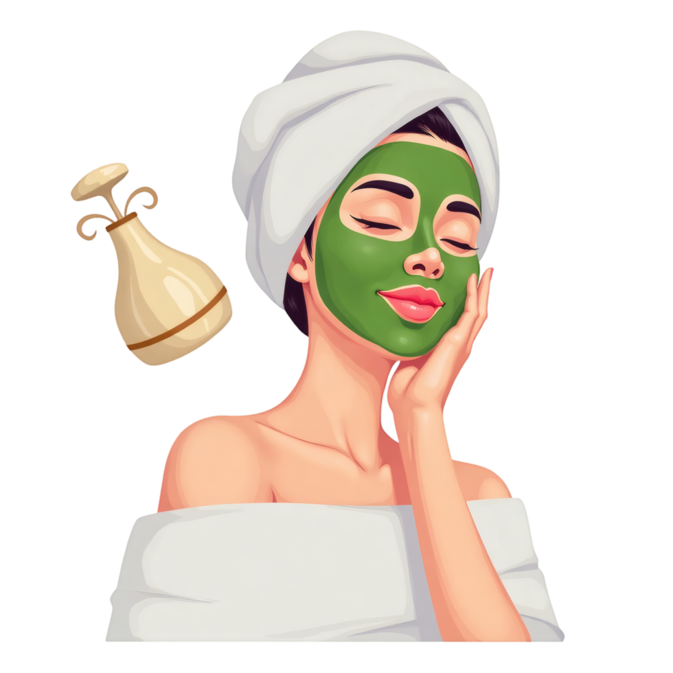 Steaming Face With Clay Mask Concept png