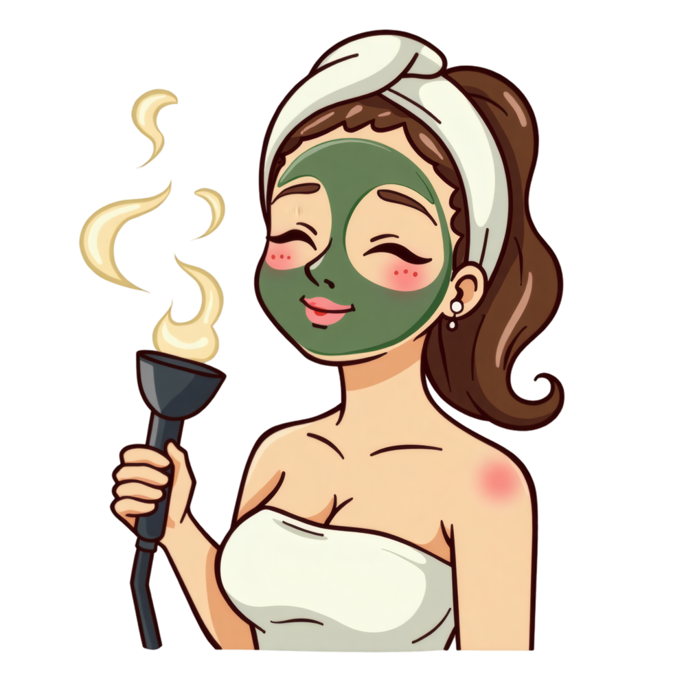 Woman Skin Therapy With Facial Steamer png