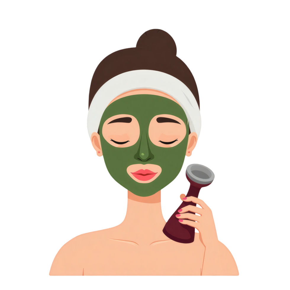 Skincare Routine With Green Mask png