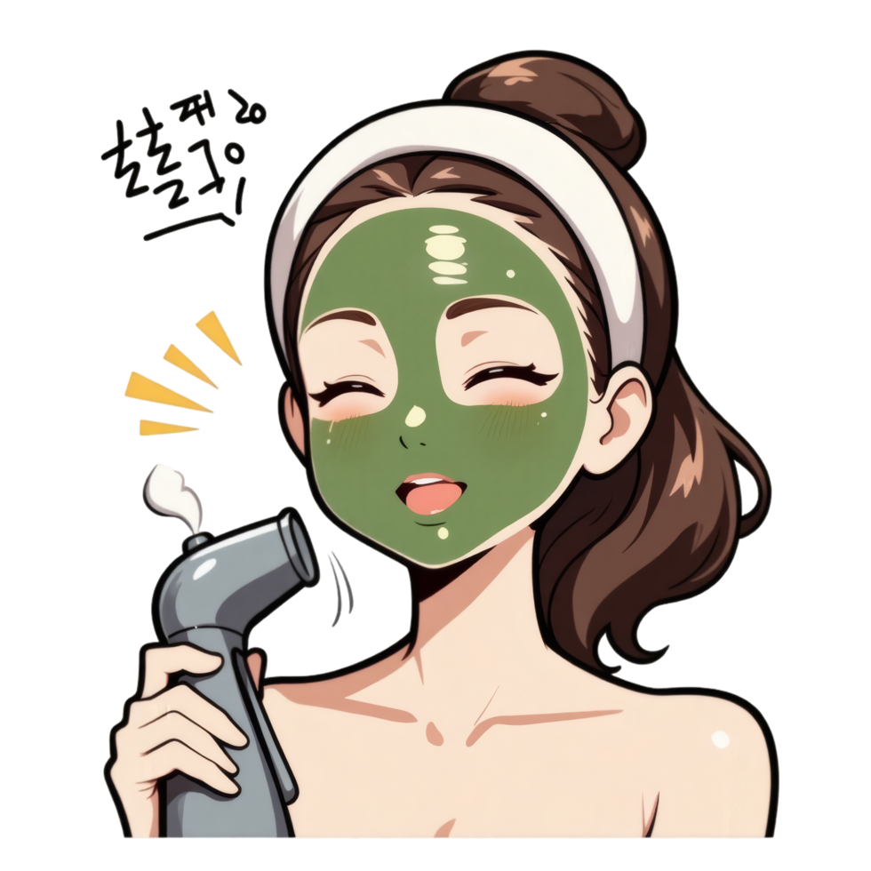Woman Facial Care With Steamer png