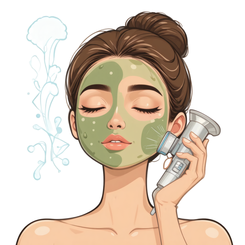 Facial Steaming With Skincare Routine png