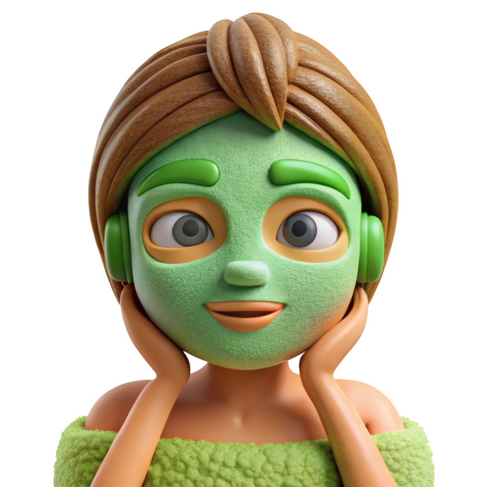Cartoon Style Spa Day With Clay Mask png