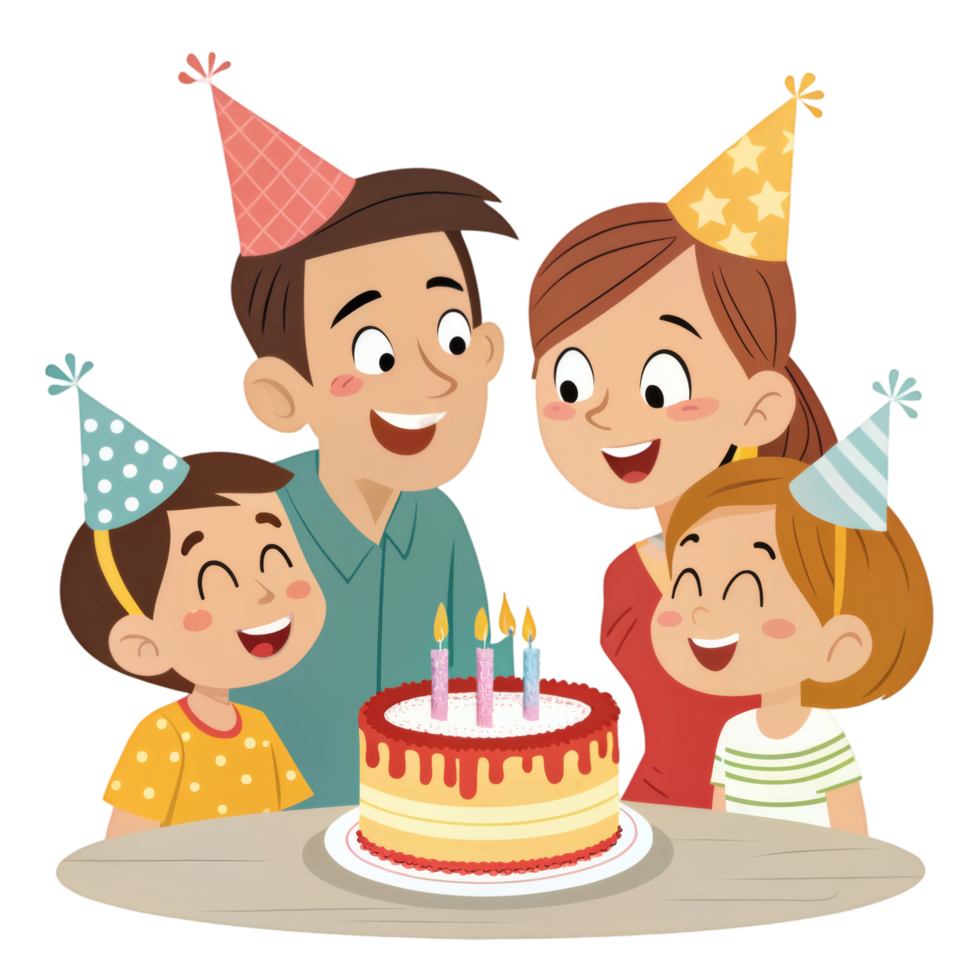 Cartoon Smiling Family Party Illustration png
