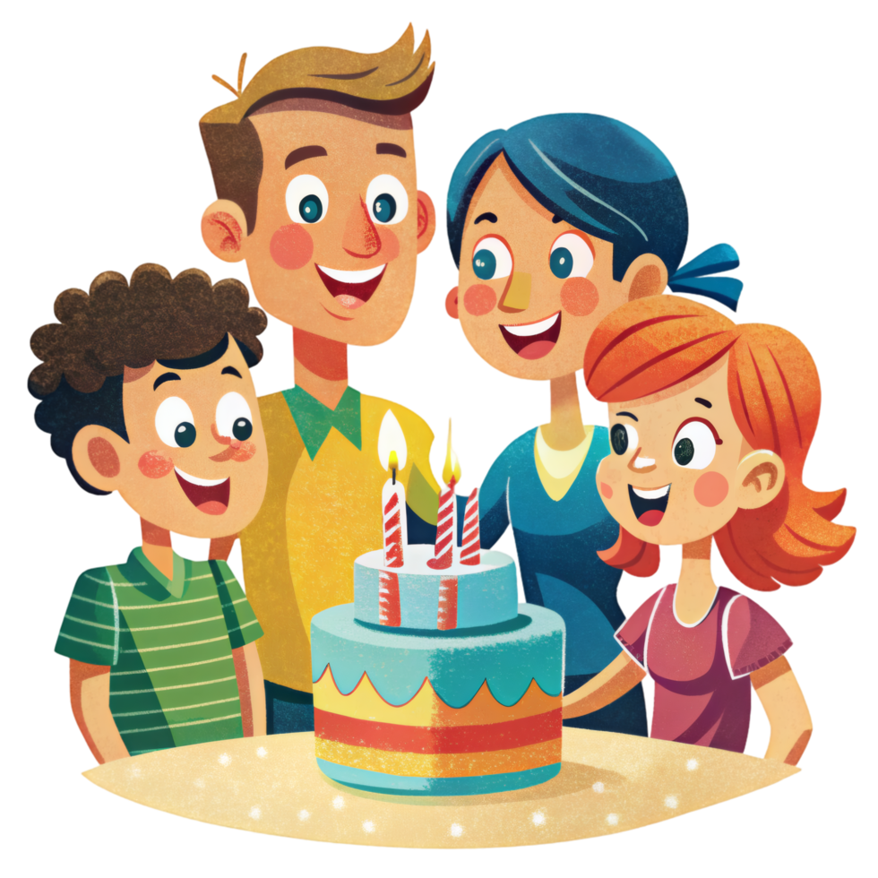 Joyful Expression Around Birthday Cake png