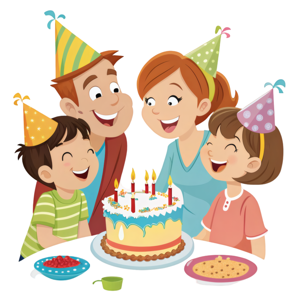 Kids Smiling At Birthday Table png