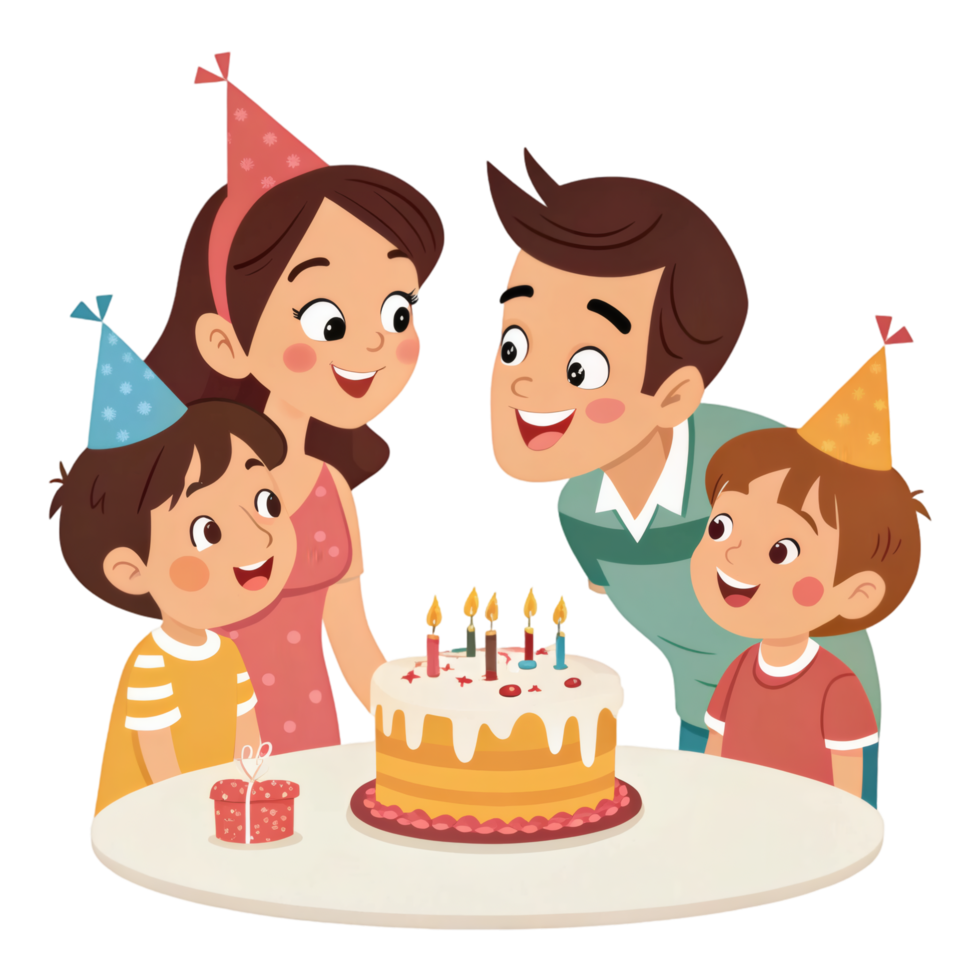 Bright Birthday Gathering With Cake png