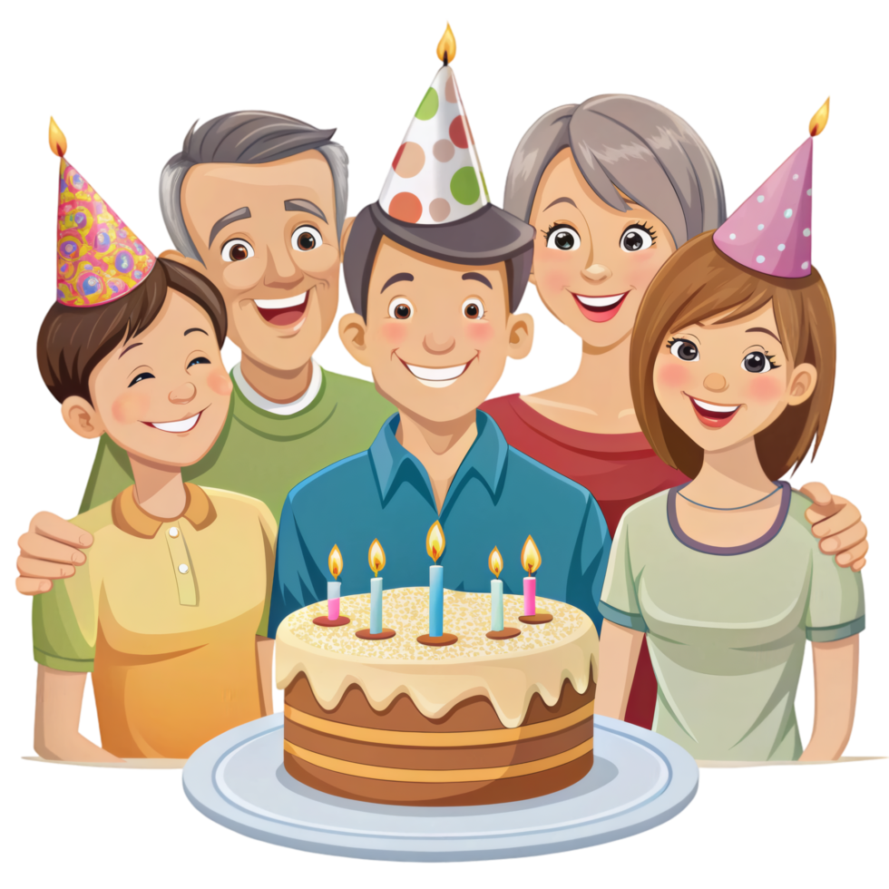 Cartoon Party Scene With Happy Family png