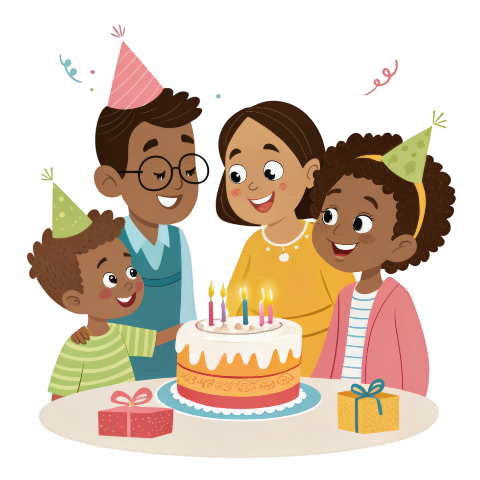 Joyful Parents And Children Birthday Art png