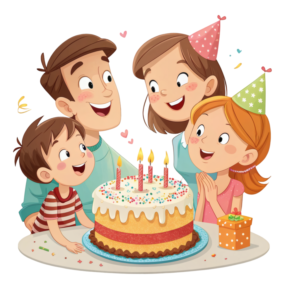 Family Love At Birthday Table png