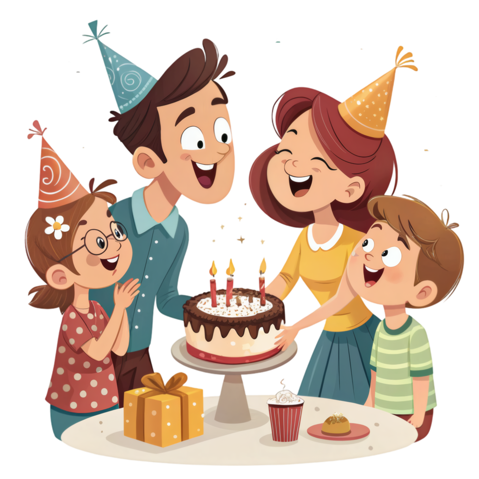 Birthday Party Joy With Family Members png