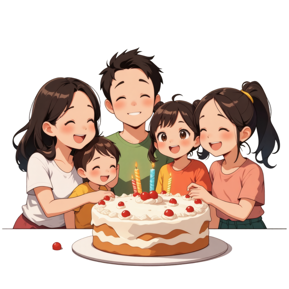 Family Birthday Joy Cartoon Illustration png