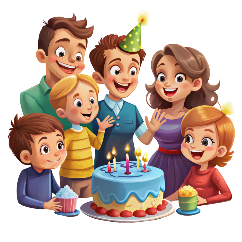 Family Birthday Cheer And Cake png