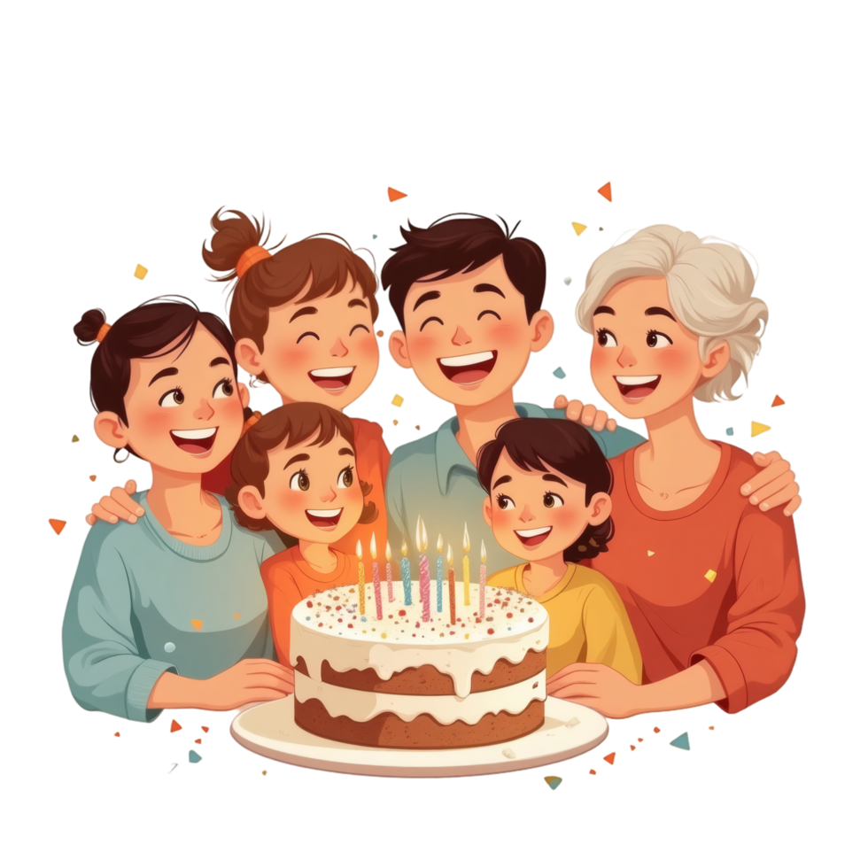 Cake Celebration With Smiling Family png