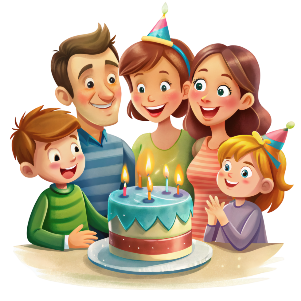 Birthday Party Family Clip Art Scene png