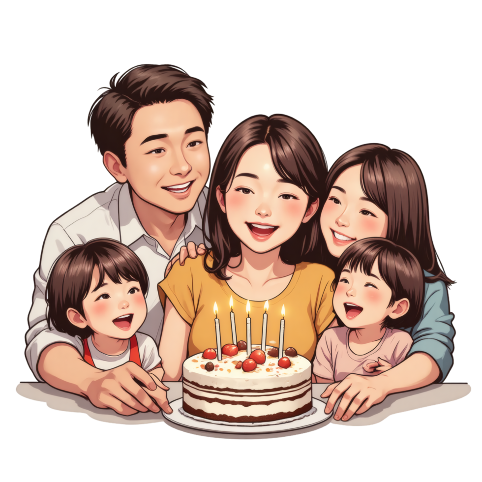 Birthday Cake Celebration With Parents and Kids png