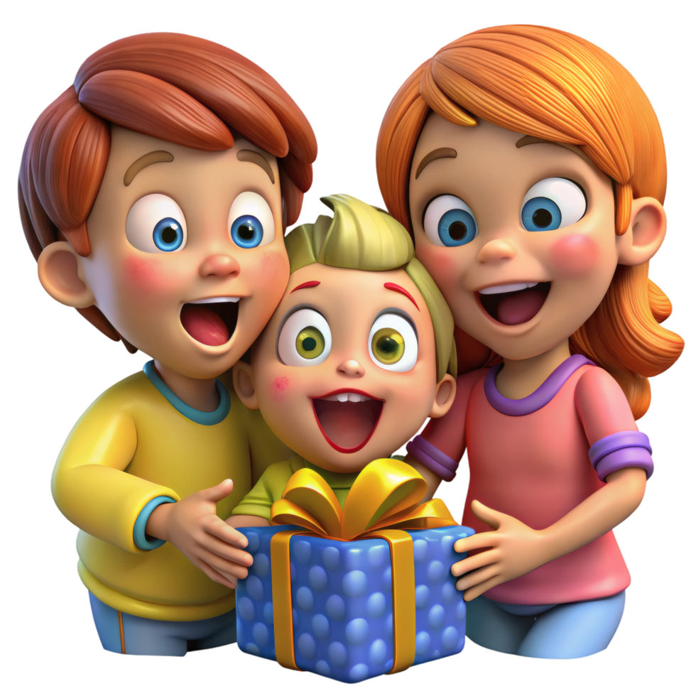 Child Reacting To Gift Box png