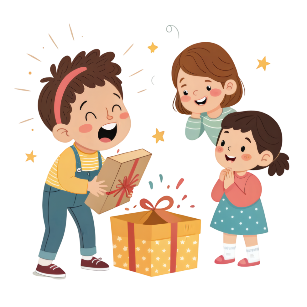 Surprise and Smiles In Gift Opening png