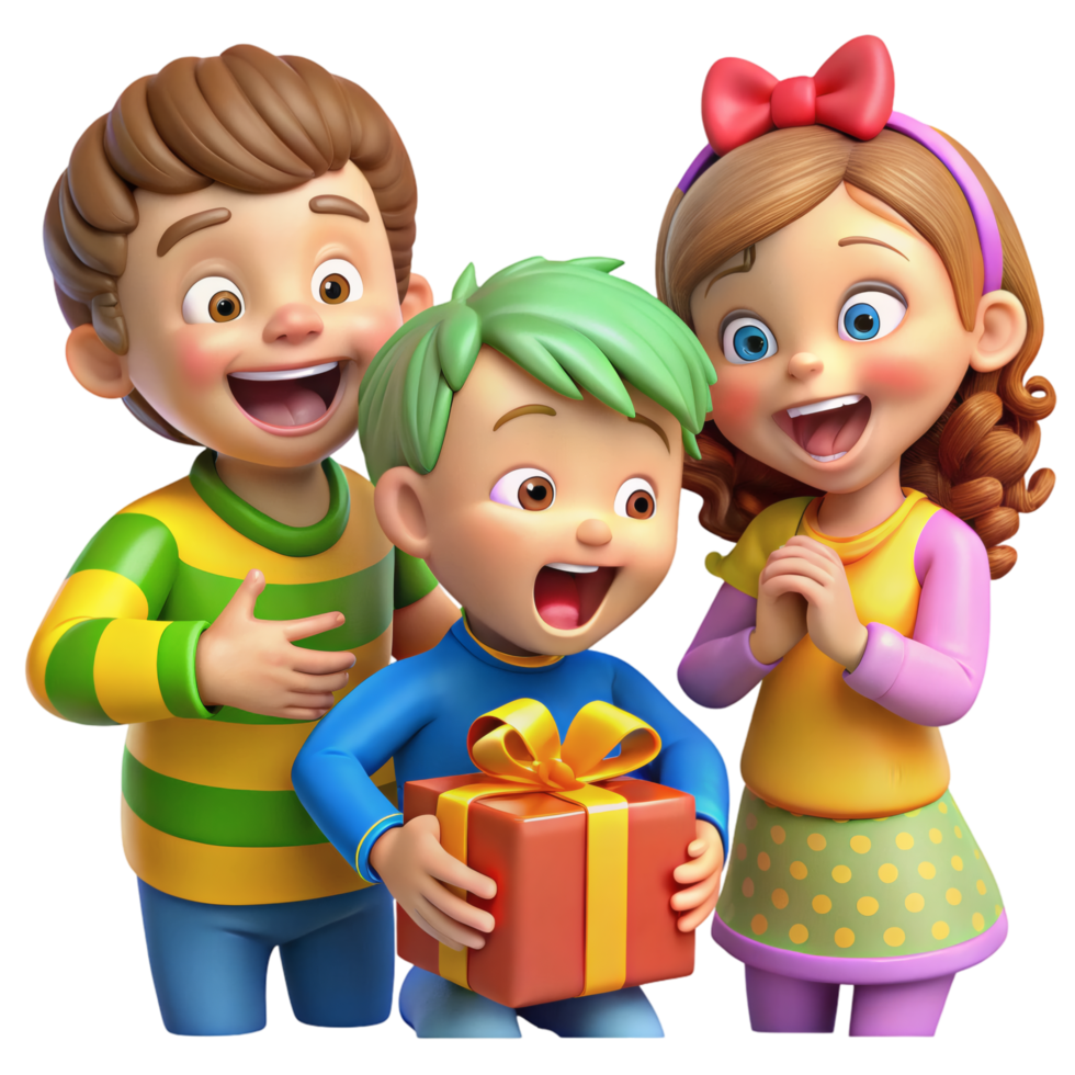 Happy Children Reacting to Present png