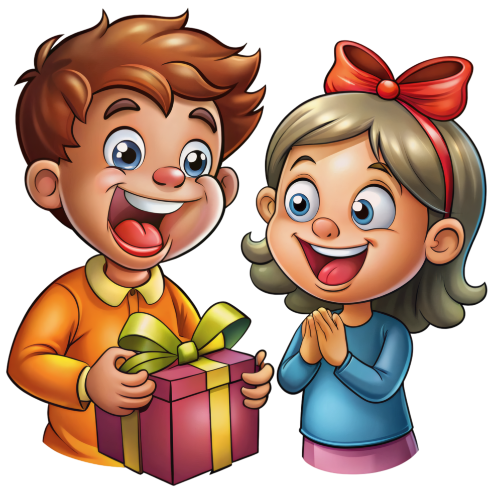 Cute Child Gasping While Opening Box png