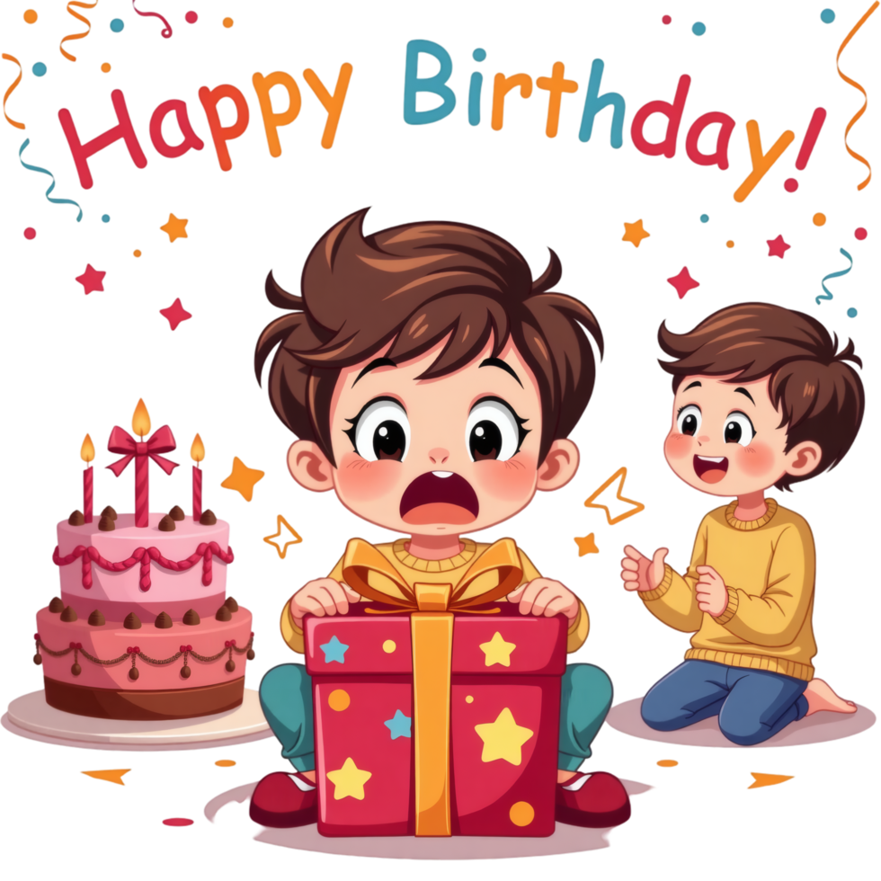 Excited Children Opening Gift Box png