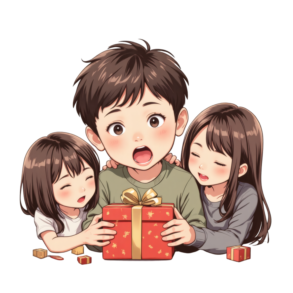Happy Family Moment Around Gift png