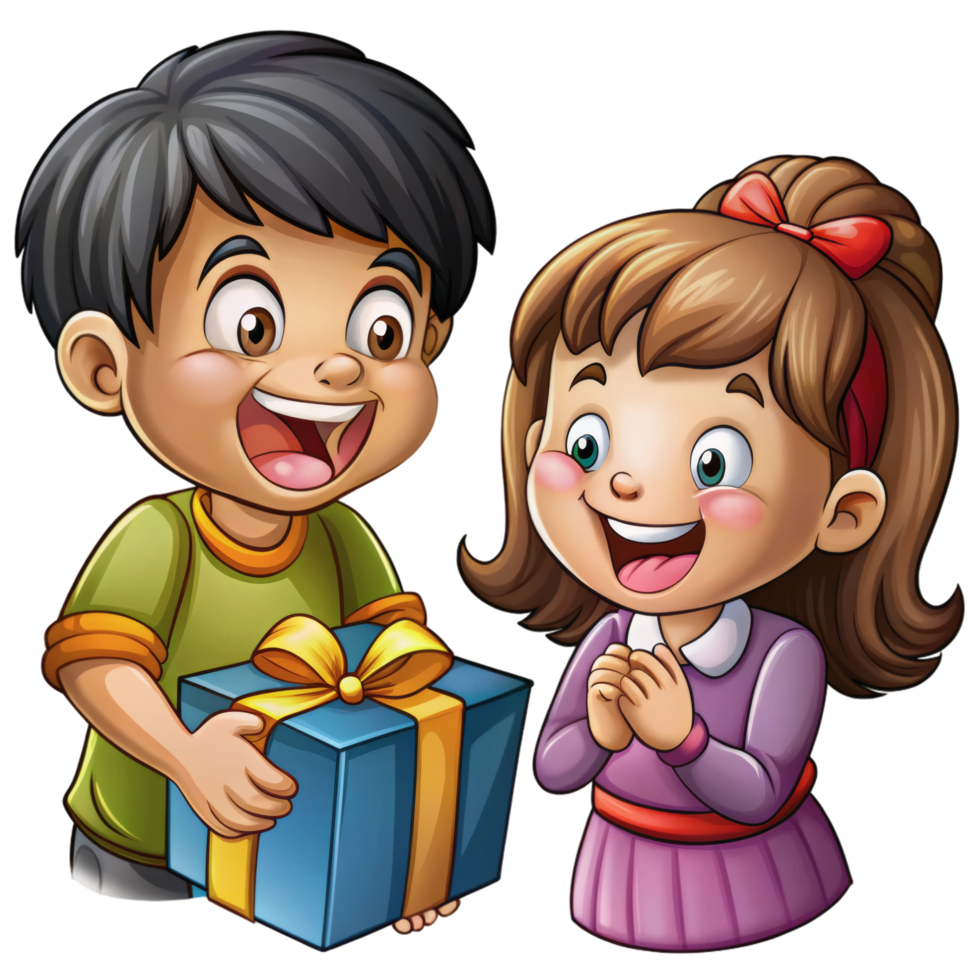 Excited Child and Smiling Siblings Scene png