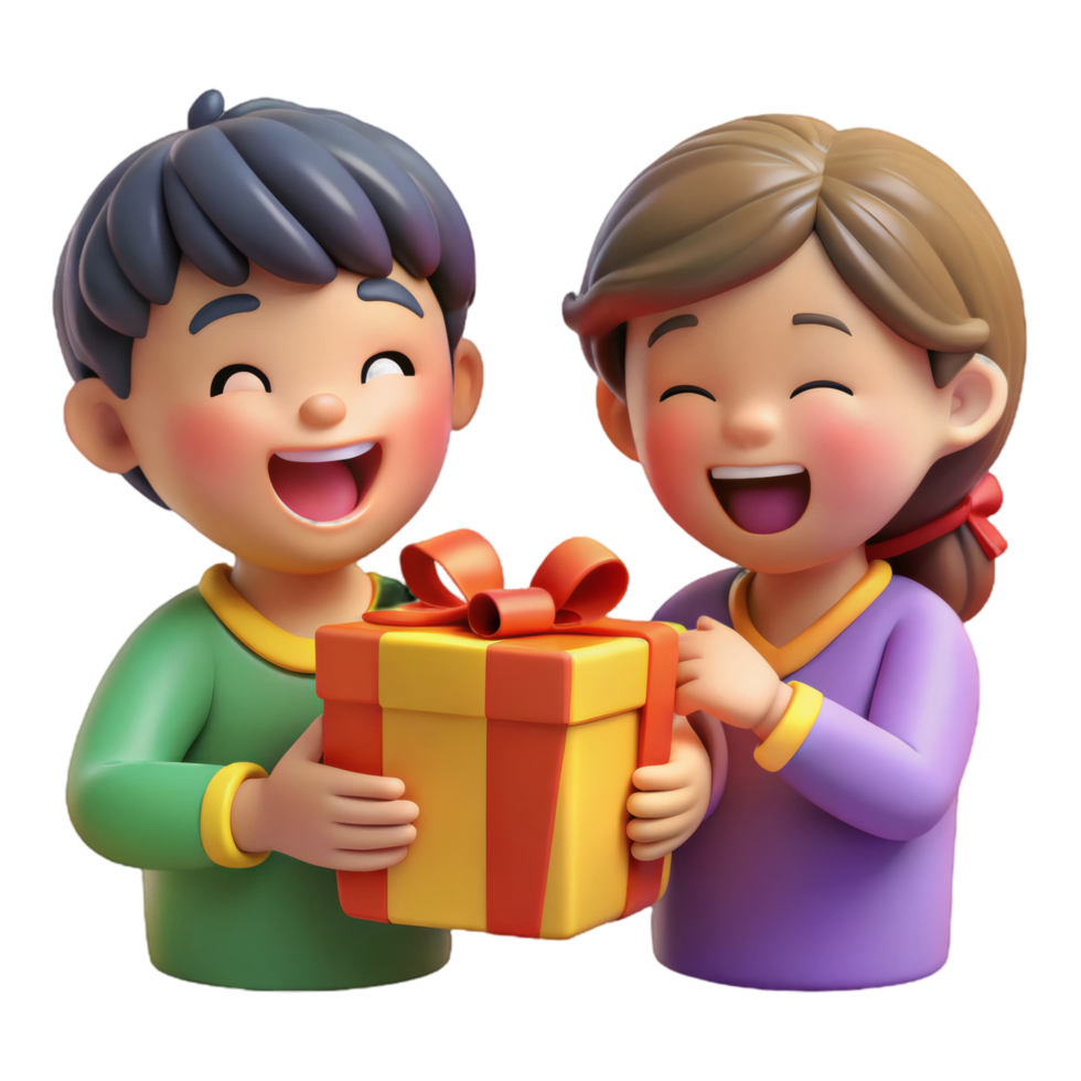 Child Gasping in Surprise While Opening Gift png