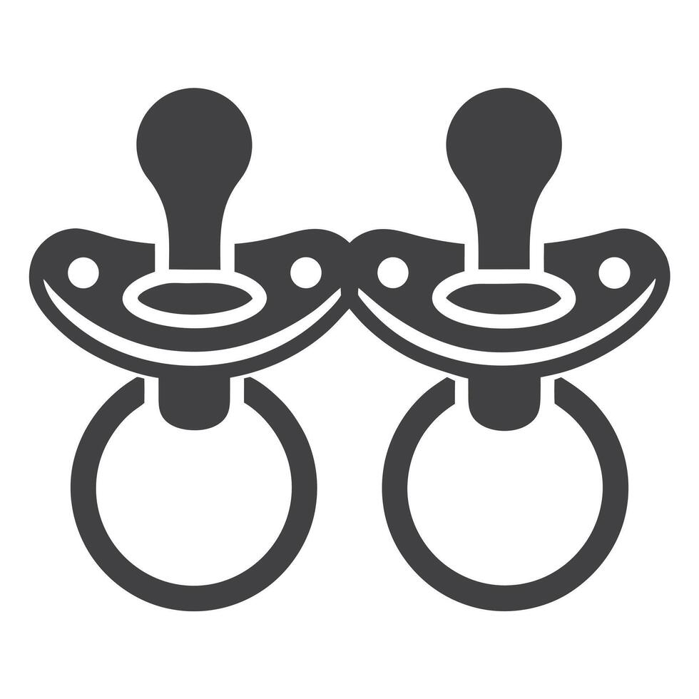 Two Gray Baby Pacifiers Icon Isolated on White Background vector