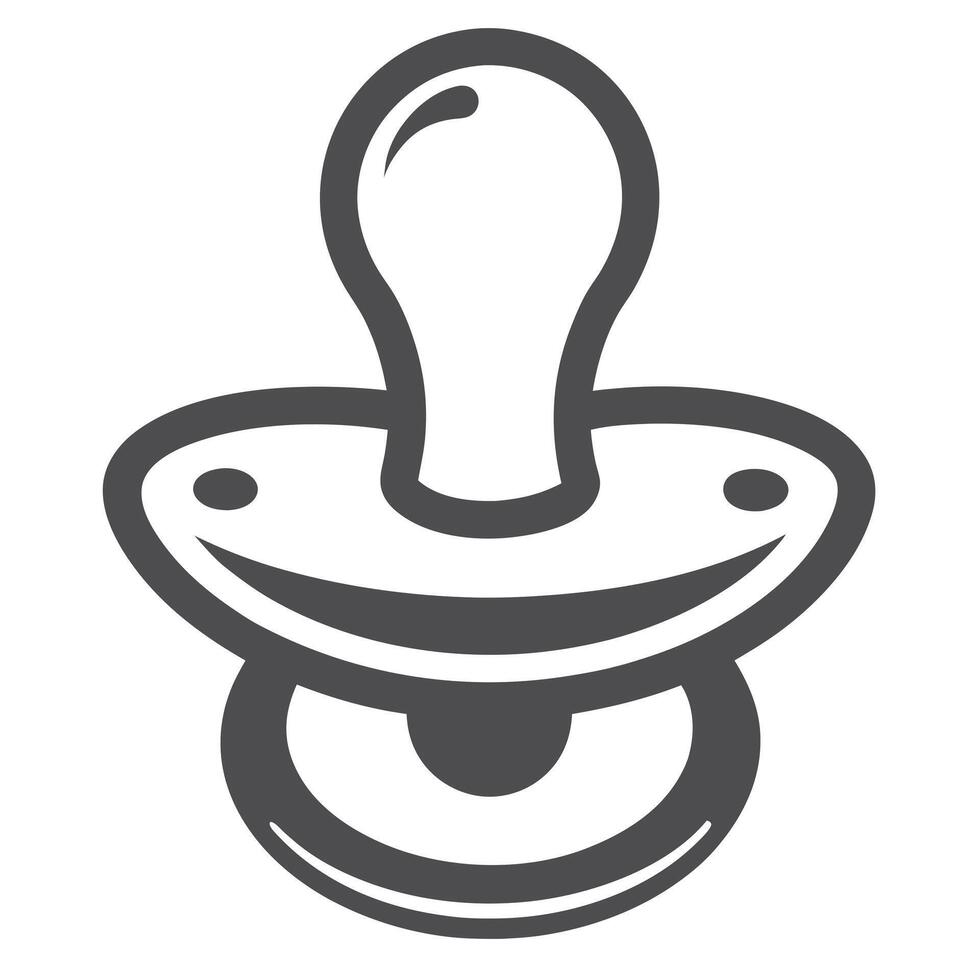 Gray Baby Pacifier Icon with Smiling Face on White Background vector