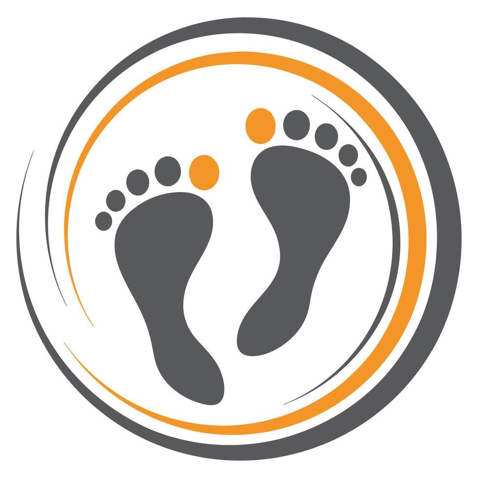 Gray Footprints Orange Circle Abstract Design Graphic 1 vector