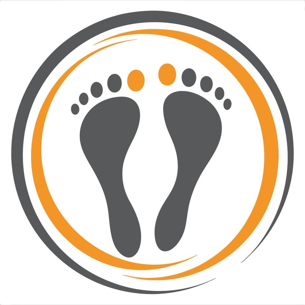 Gray Footprints Orange Circle Abstract Design Graphic vector