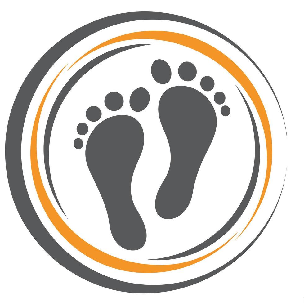 Gray Footprints Orange Gray Circular Design Element vector
