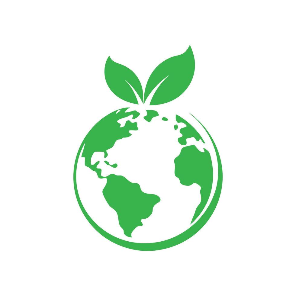 Green Globe with Leaves Eco Friendly Planet Earth Symbol vector