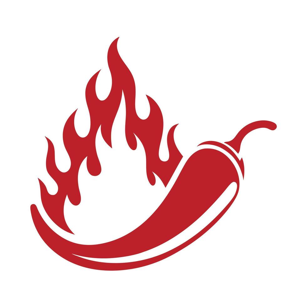 Red Chili Pepper with Flames Graphic Design Element vector